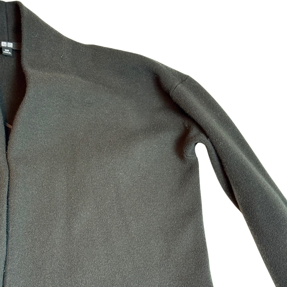 Uniqlo Black Longline Open Front Cardigan Duster Sweater Women's XXS Minimalist - Picture 12 of 14